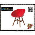 Alibaba express replica modern design "I" shape wood base plastic dining chair